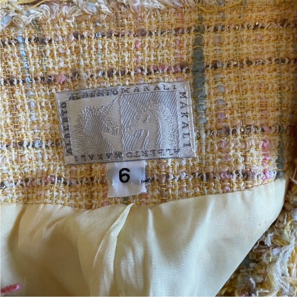 Yellow Tweed Women's Jacket Size 6 - Picture 6 of 9